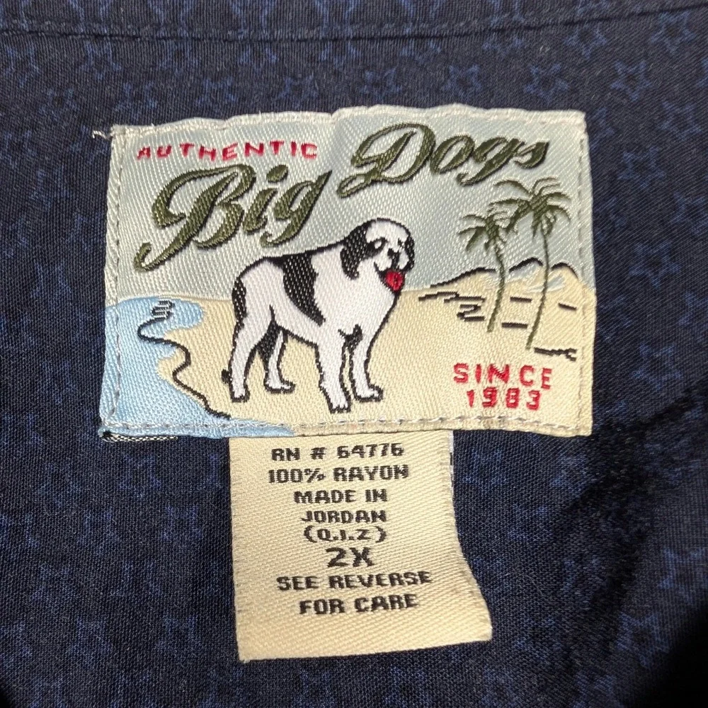 Big Dogs Shirt Mens 2XL Blue All American Muscle‎ Car Rayon Mustang Ford Dodge - Picture 2 of 8
